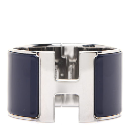Hermes Enamel Extra Wide Clic Clac H Bracelet PM Bleu Nuit 1 of 7