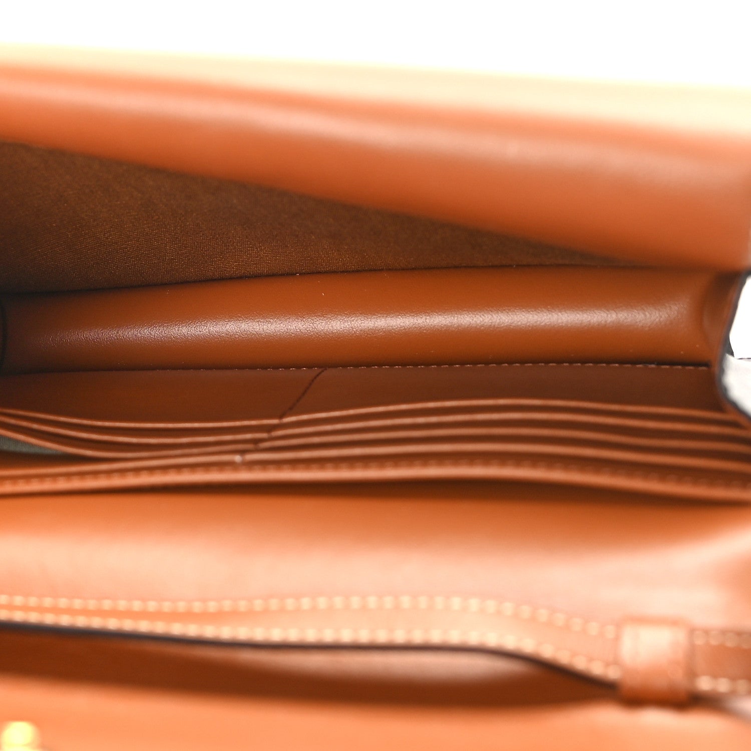 Celine Triomphe Canvas Lambskin Wallet On Strap Tan 6 of 9