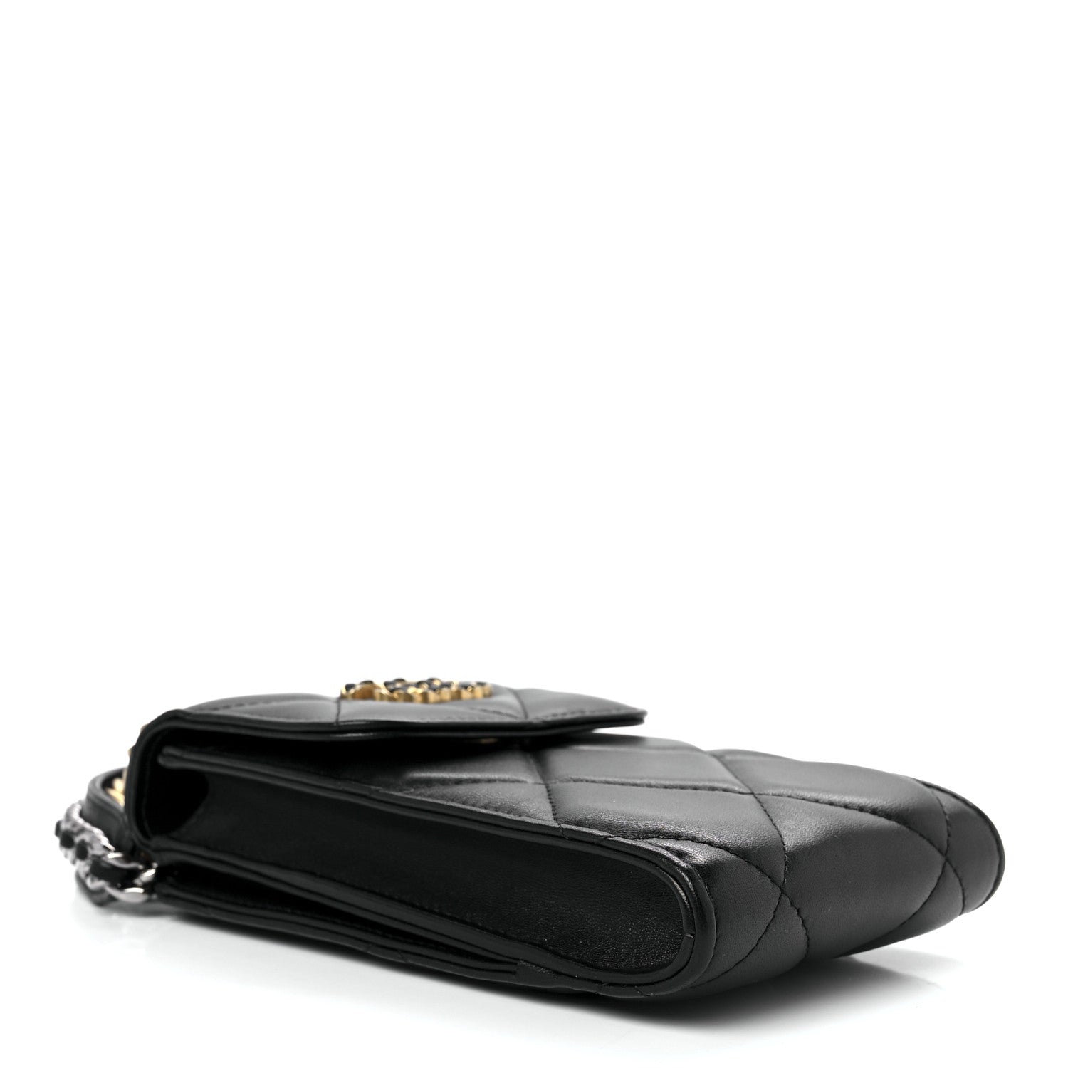 Chanel Lambskin Quilted Chanel 19 Phone Holder With Chain Black 4 of 12