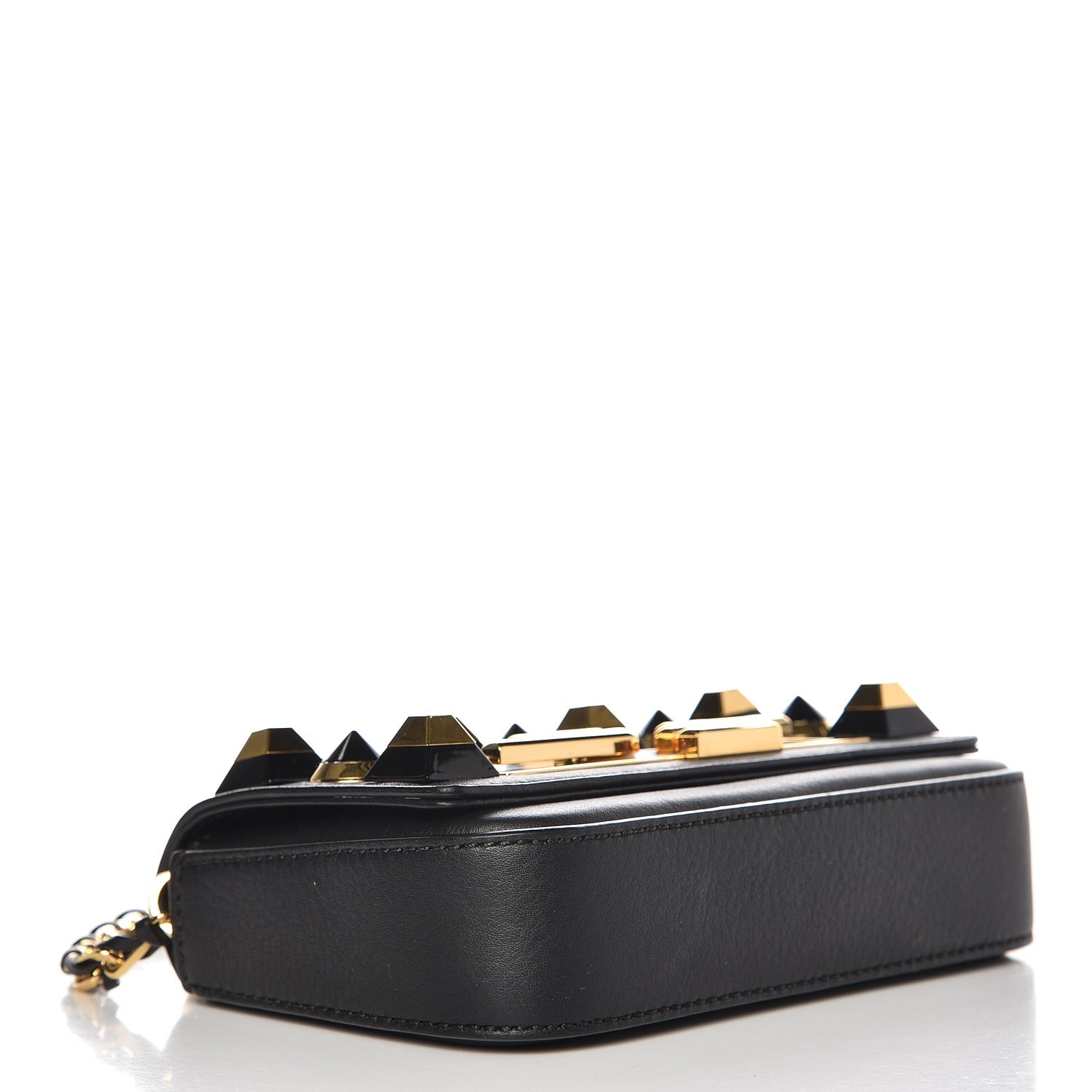 Fendi Vitello Dolce Studded Mini 3Baguette Shoulder Bag Black Gold 4 of 6