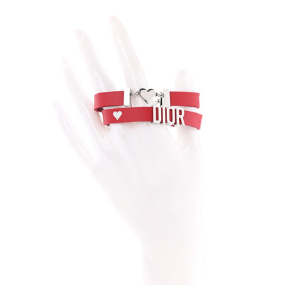 Christian Dior Calfskin Dior Heart Double Bracelet Red 2 of 5