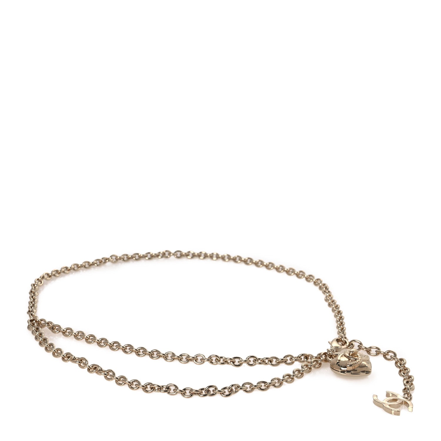 Chanel Metal Chain CC Heart Turnlock Belt Gold 1 of 5