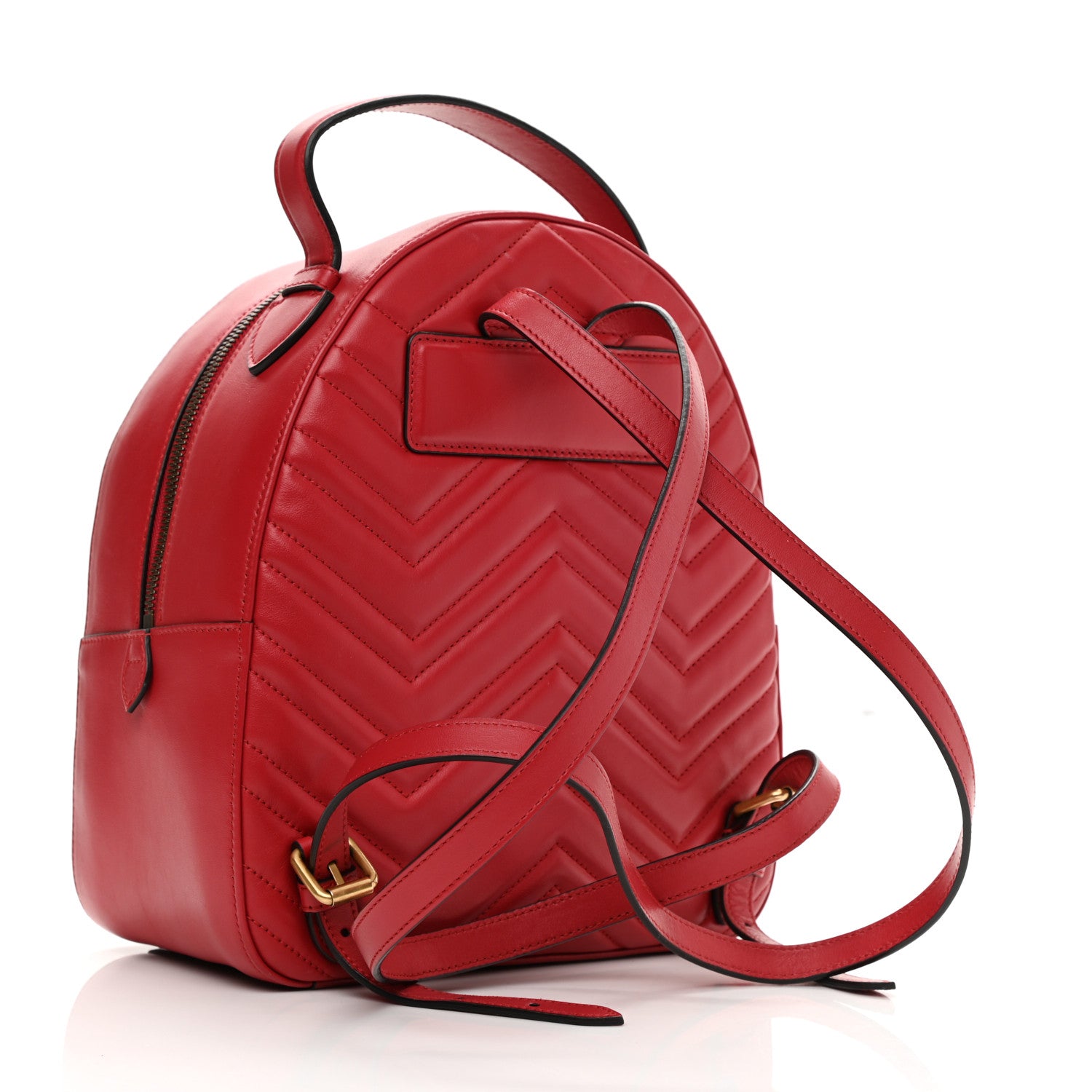 Gucci Calfskin Matelasse GG Marmont Dome Backpack Hibiscus Red 3 of 12