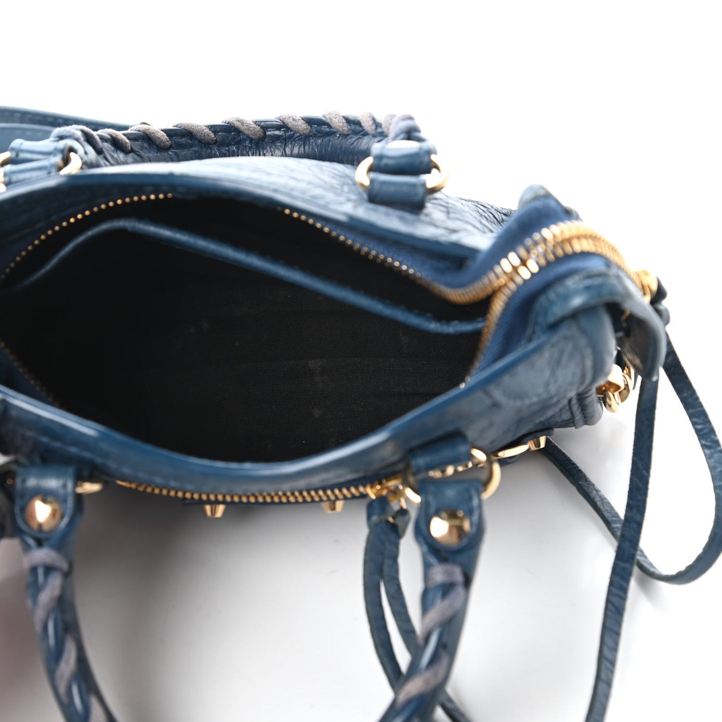 Agneau Classic Gold Hardware Nano City Bleu Profond