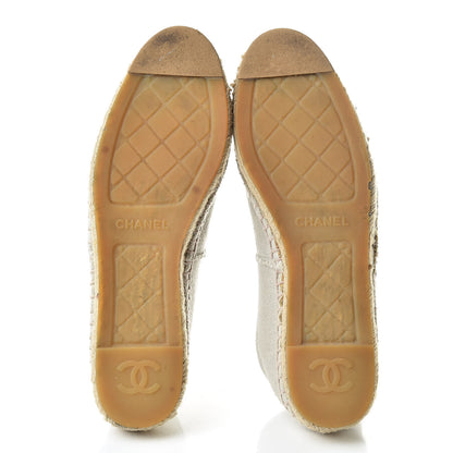 Chanel Linen CC Espadrilles 40 Beige Black 8 of 14
