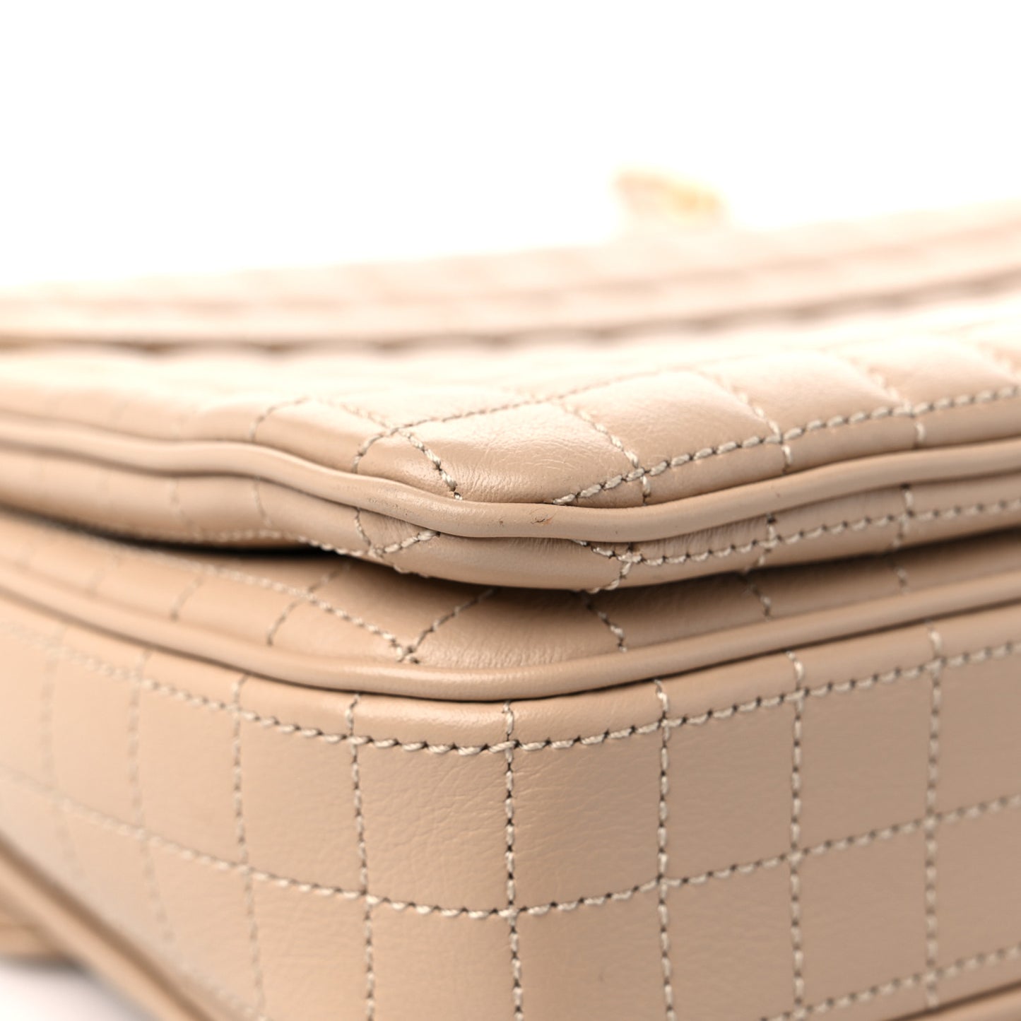 Calfskin Quilted Medium C Bag Beige