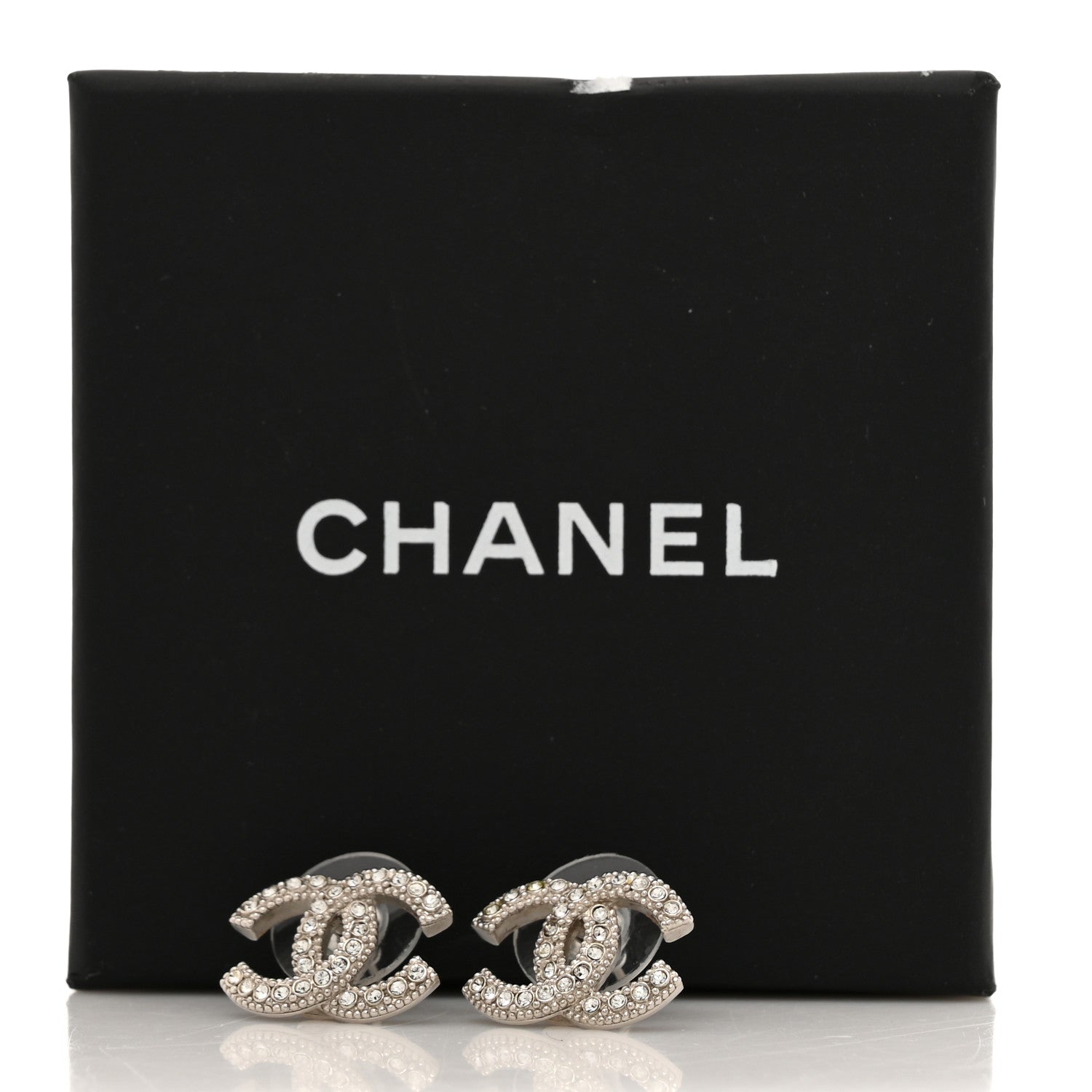 Chanel Crystal CC Coco Flapper Earrings Silver 6 of 6