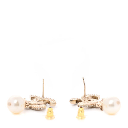 Chanel Crystal Pearl CC Drop Earrings Gold 3 of 4