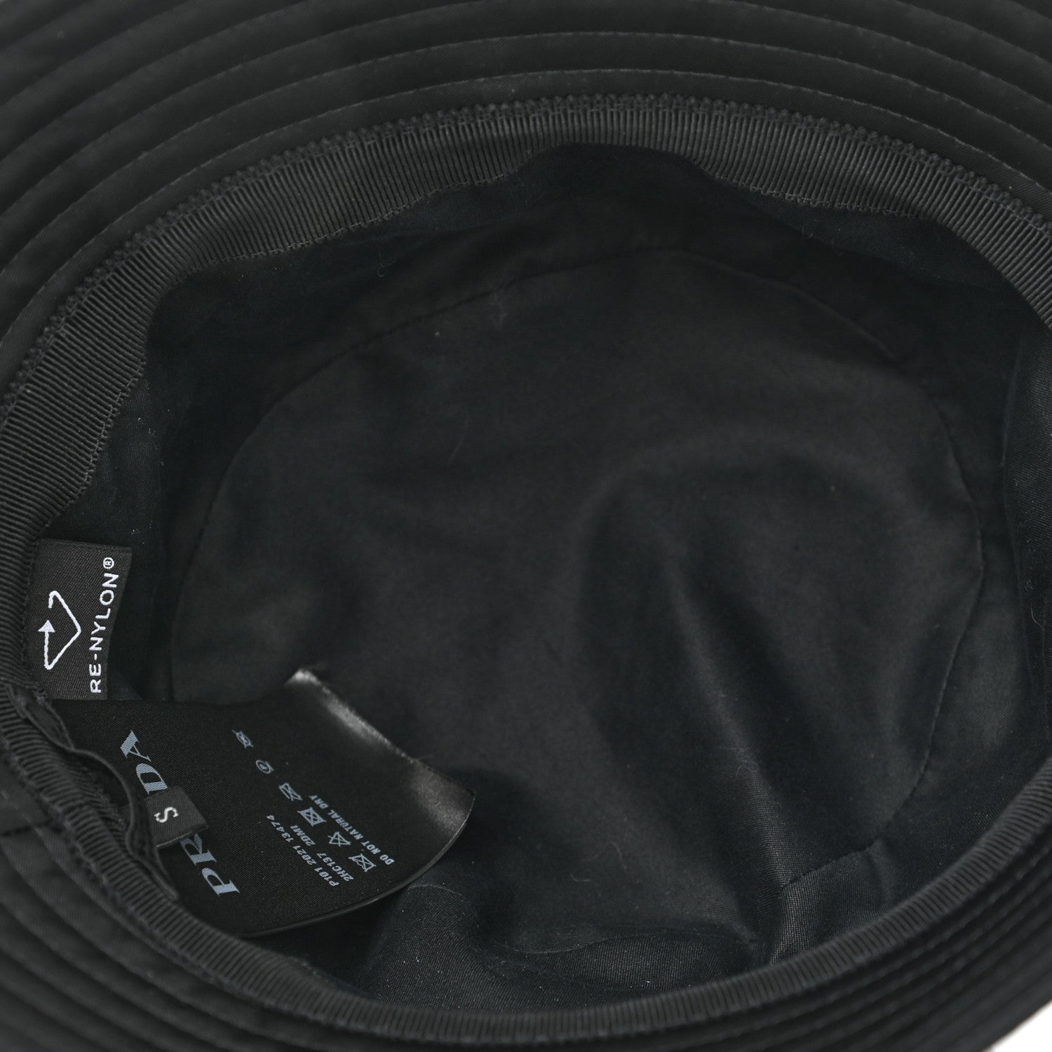 Prada Re-Nylon Metal Triangle Logo Mens Bucket Hat S Black 6 of 7