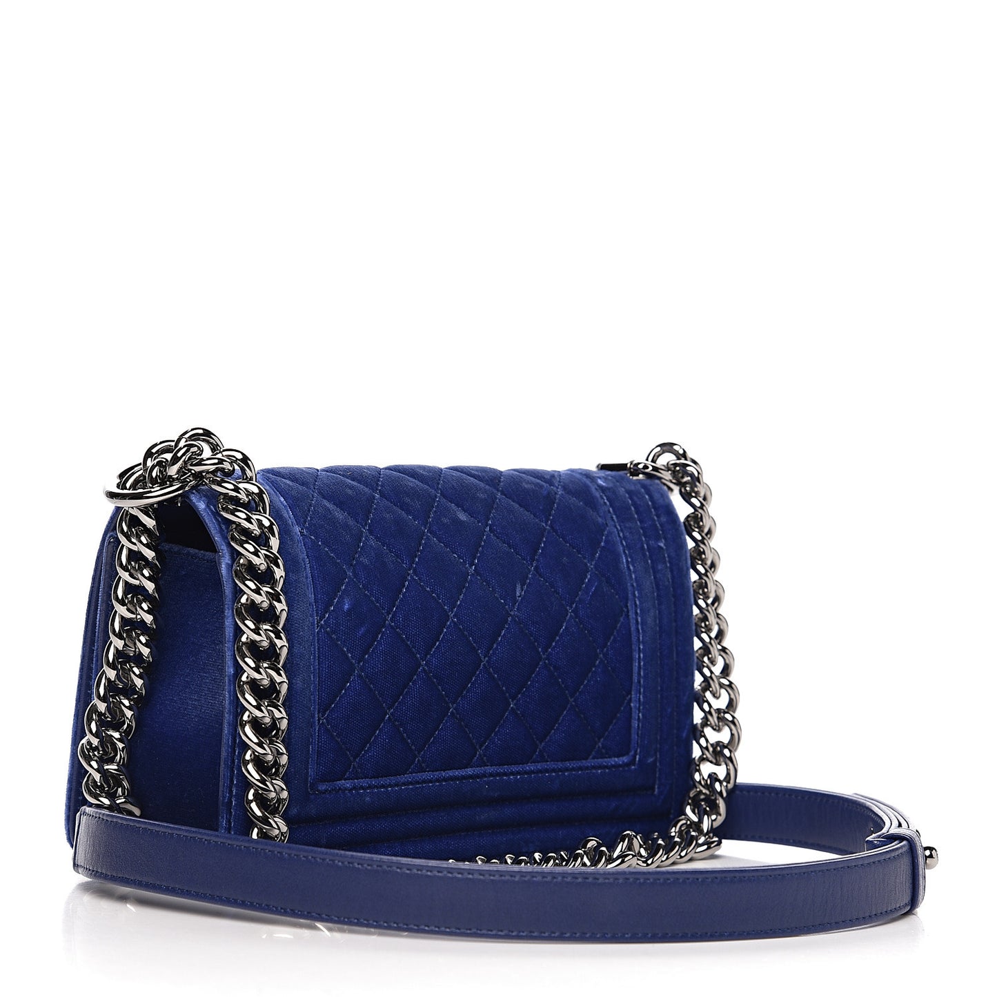 Velvet Quilted Small Boy Flap Blue