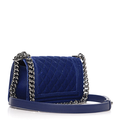 Chanel Velvet Quilted Small Boy Flap Blue 2 of 11