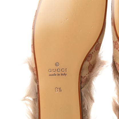 Gucci GG Monogram Fur Mens Princetown Slippers 8.5 Beige Ruggine Rust 7 of 9