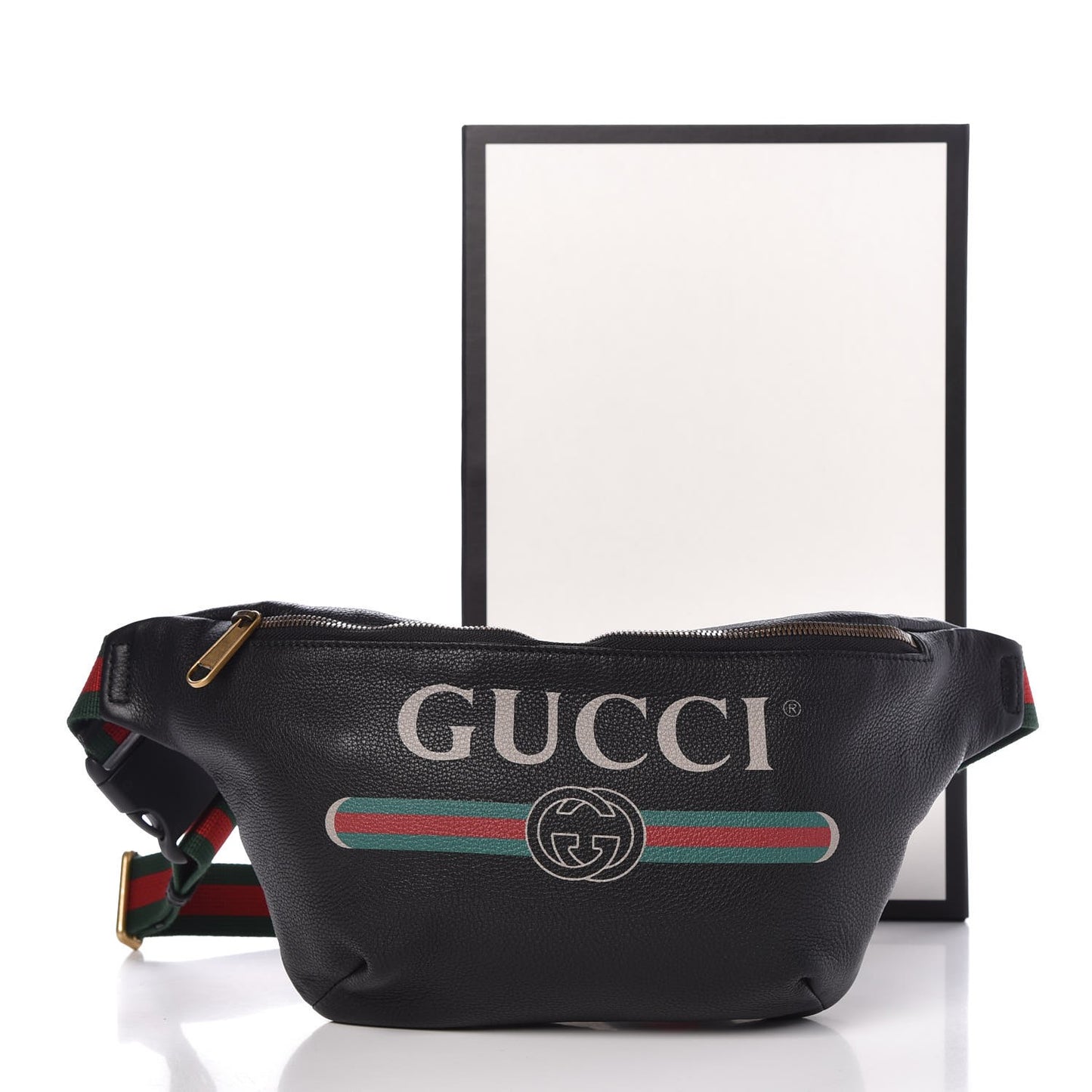 Grained Calfskin Logo Belt Bag Black