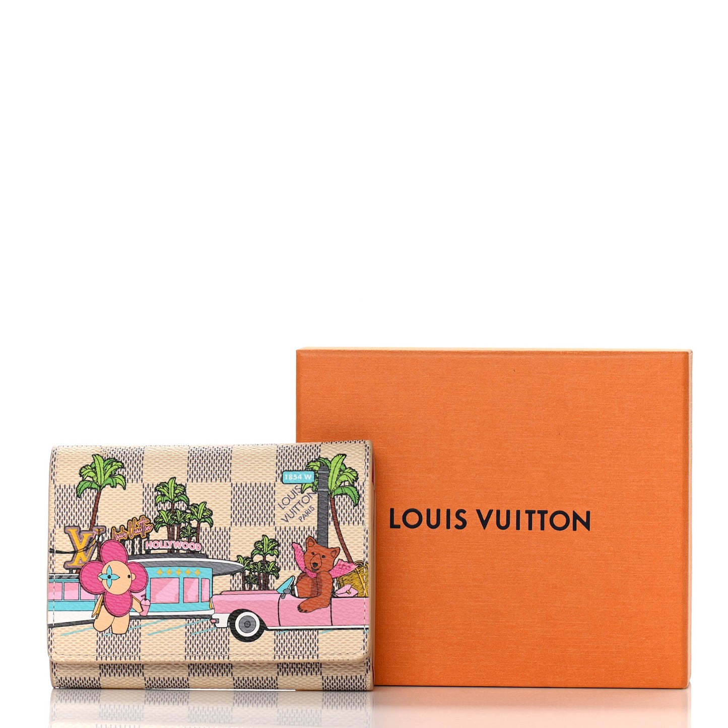 Damier Azur 2021 Christmas Animation Hollywood Victorine Wallet Fuchsia