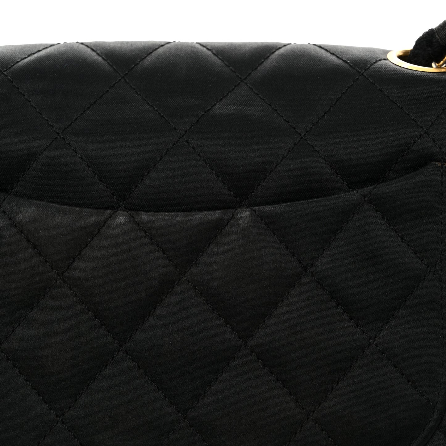 Satin Quilted Mini Square Flap Black