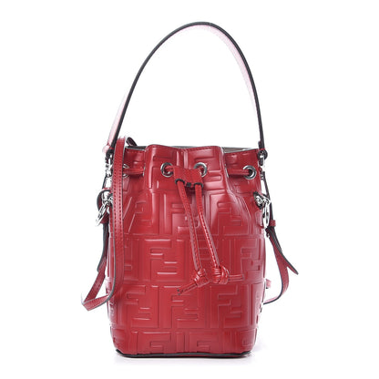 Fendi Vitello Liberty F is Fendi FF 1974 Embossed Mini Mon Tresor Bucket Bag Fragola 1 of 7