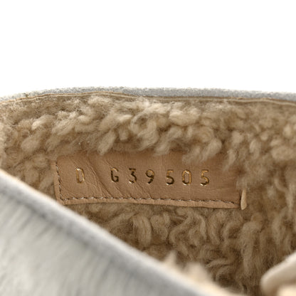 Chanel Suede Pony Hair Shearling Lace Up Combat Boots 36.5 White 9 of 9