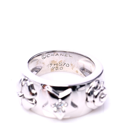 Chanel 18K White Gold Diamond Camelia Band Ring 52 6 5 of 5