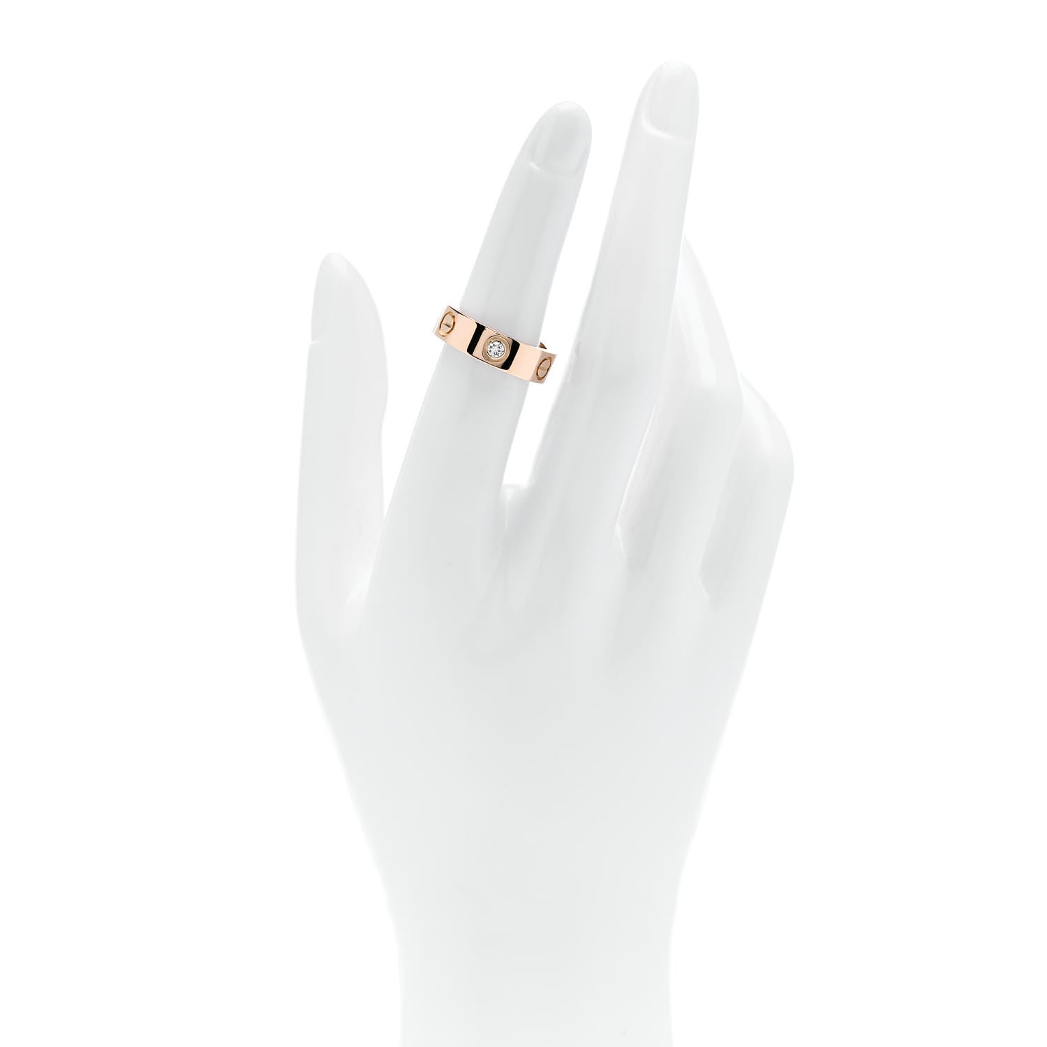 Cartier 18K Pink Gold 3 Diamond 5.5mm LOVE Ring 51 5.75 2 of 4
