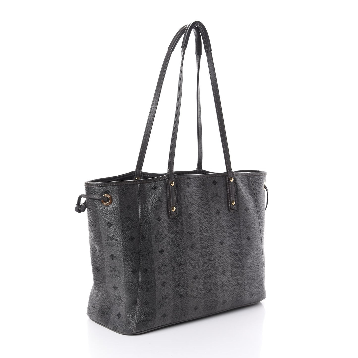 Striped Visetos Medium Liz Reversible Shopper Tote Phantom Grey