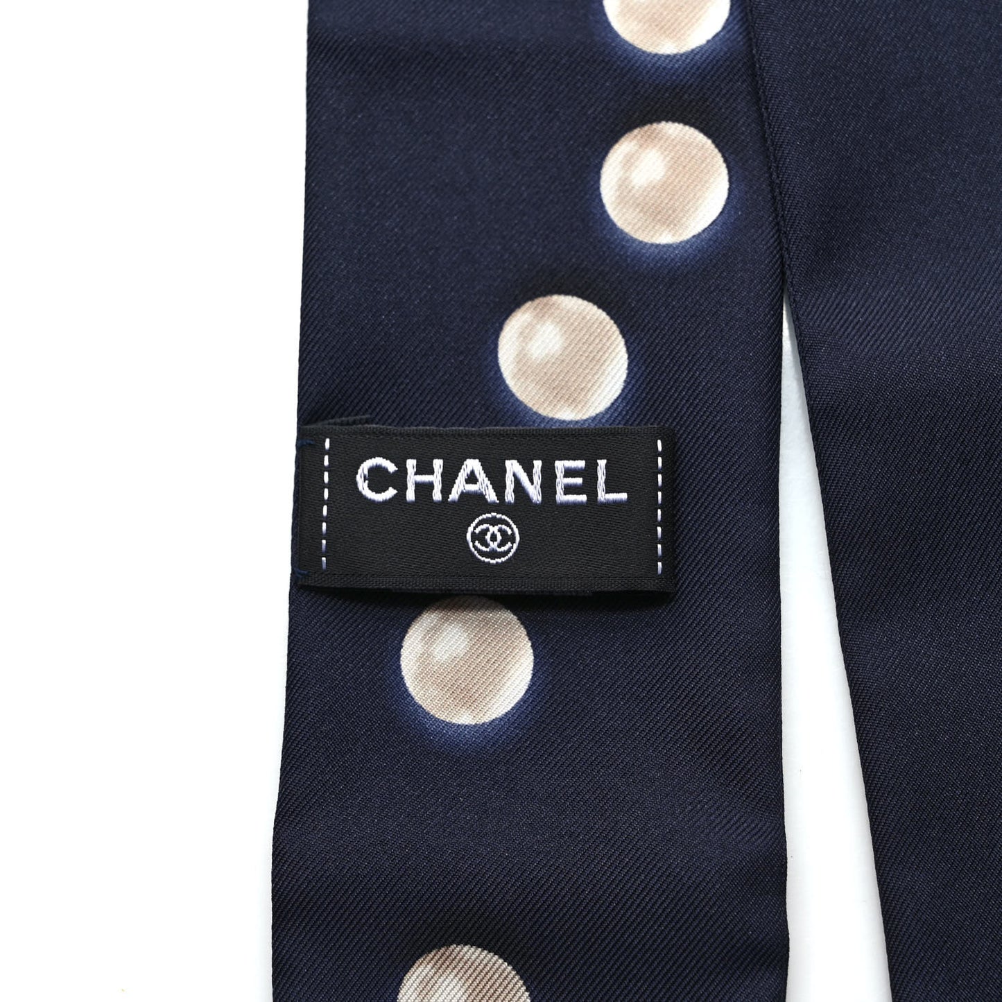 Silk Pearl CC Slim Bandeau Scarf Dark Navy