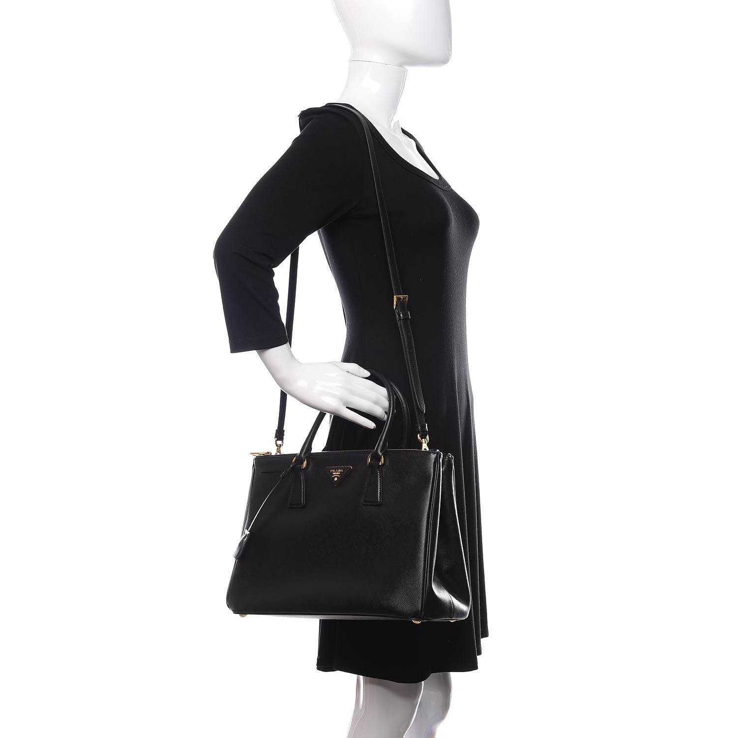 Prada Saffiano Medium Galleria Double Zip Tote Black 2 of 14