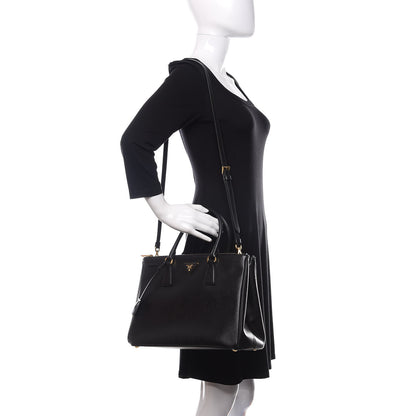 Prada Saffiano Medium Galleria Double Zip Tote Black 2 of 14