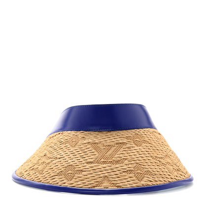 Louis Vuitton Calfskin Raffia Monogram Strawgram Visor Blue 3 of 8