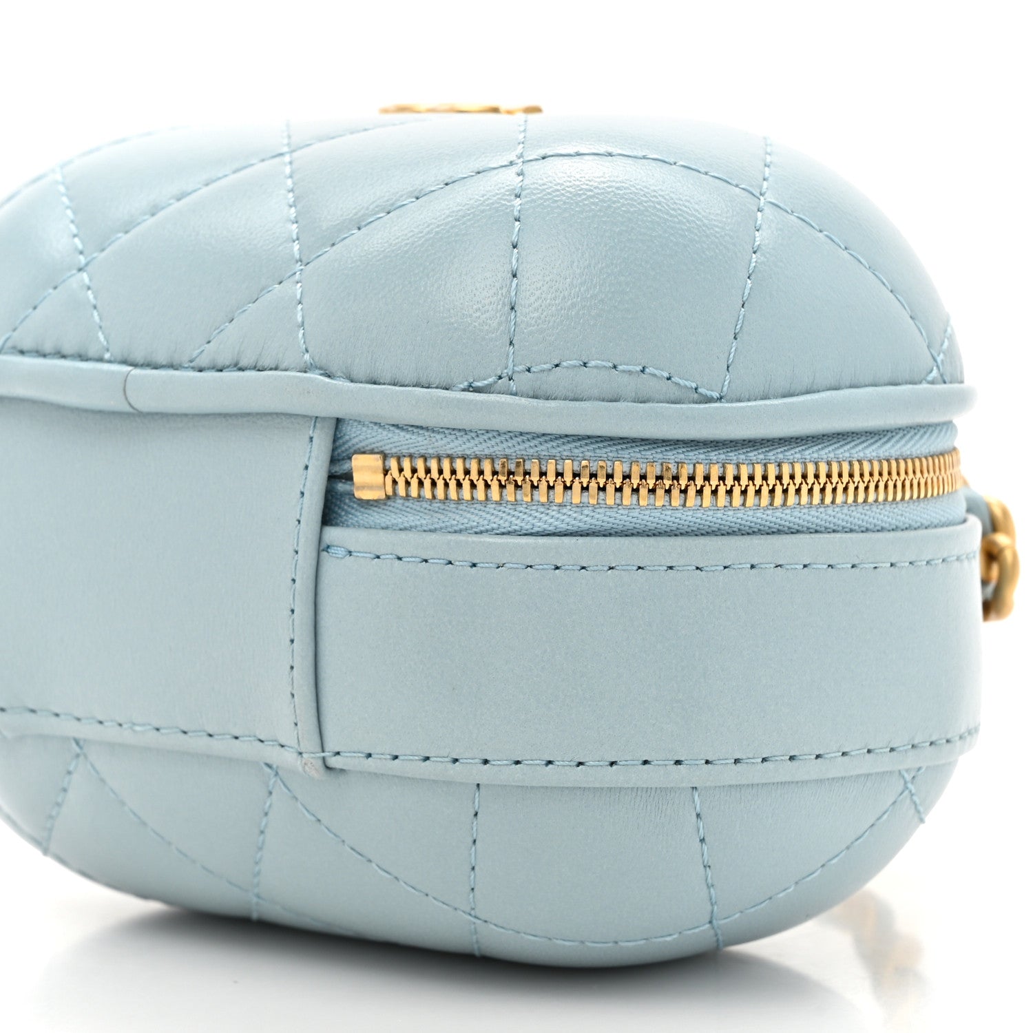 Chanel Lambskin Quilted CC Bubble Vanity Case With Chain Light Blue 9 of 10