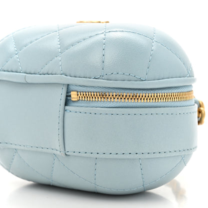 Chanel Lambskin Quilted CC Bubble Vanity Case With Chain Light Blue 9 of 10