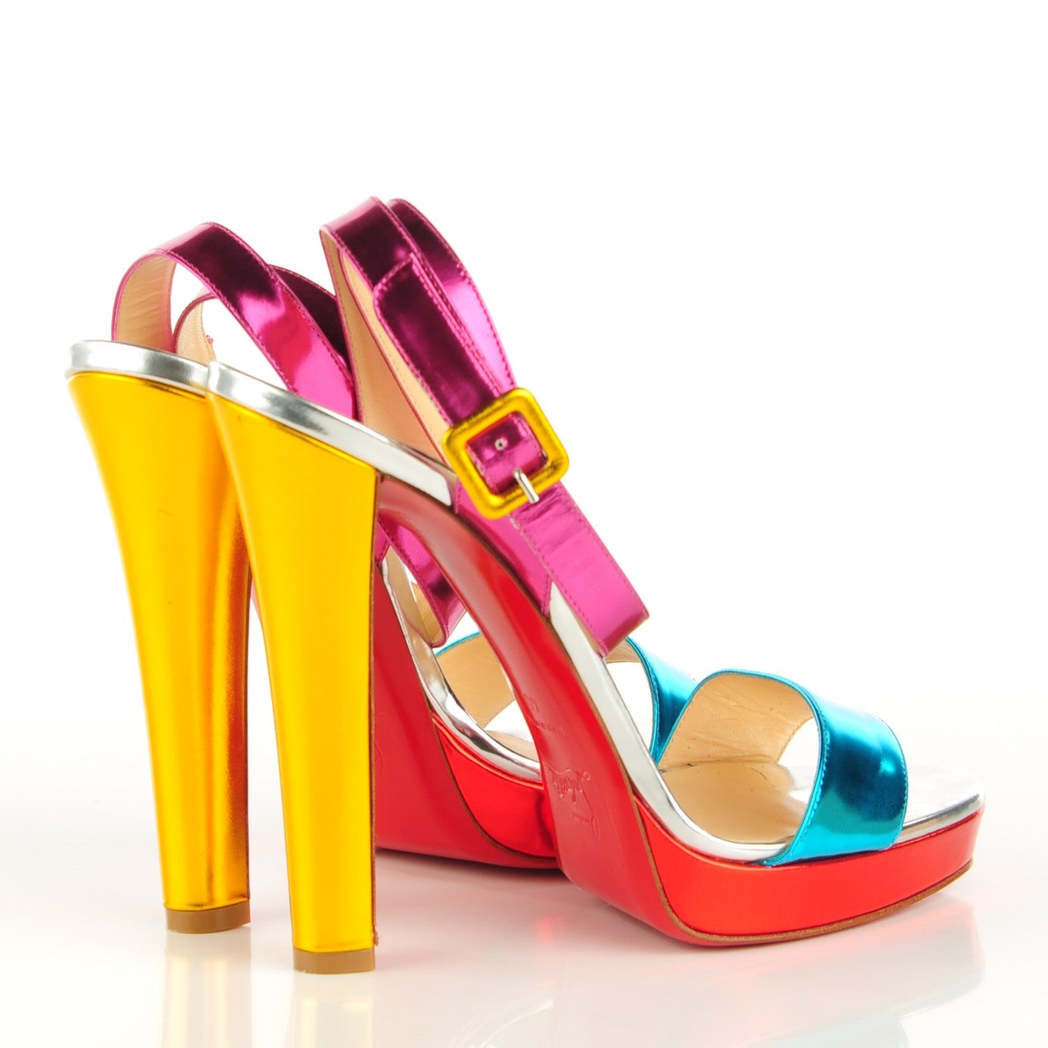 Christian Louboutin Metallic Specchio Calf Echasse 120 Platform Sandals 40 Multicolor 4 of 6