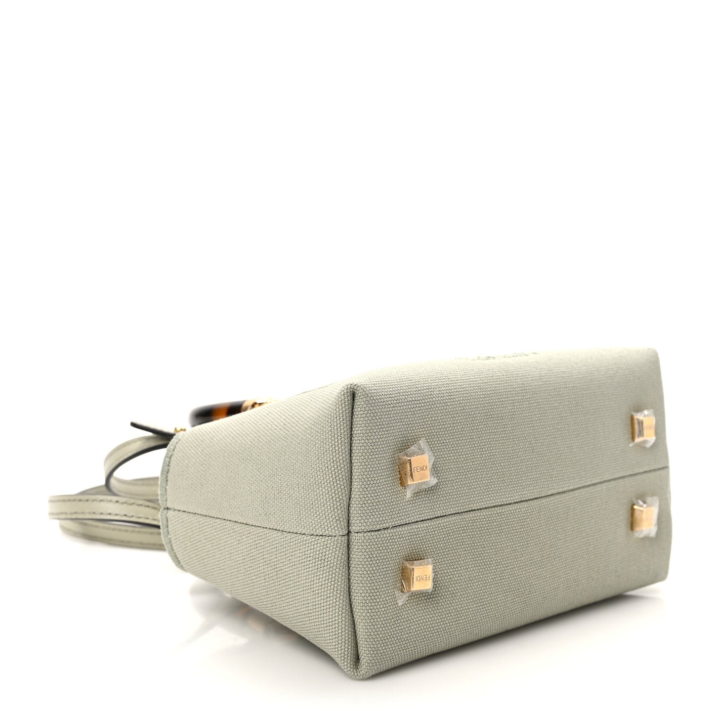 Canvas Vitello King Plexiglass Logo Embroidered Mini By The Way Top Handle Boston Bag Green Tea