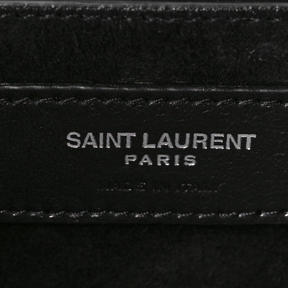 Saint Laurent Metallic Calfskin Chevron Small Monogram Kate Satchel Black Argento 6 of 9