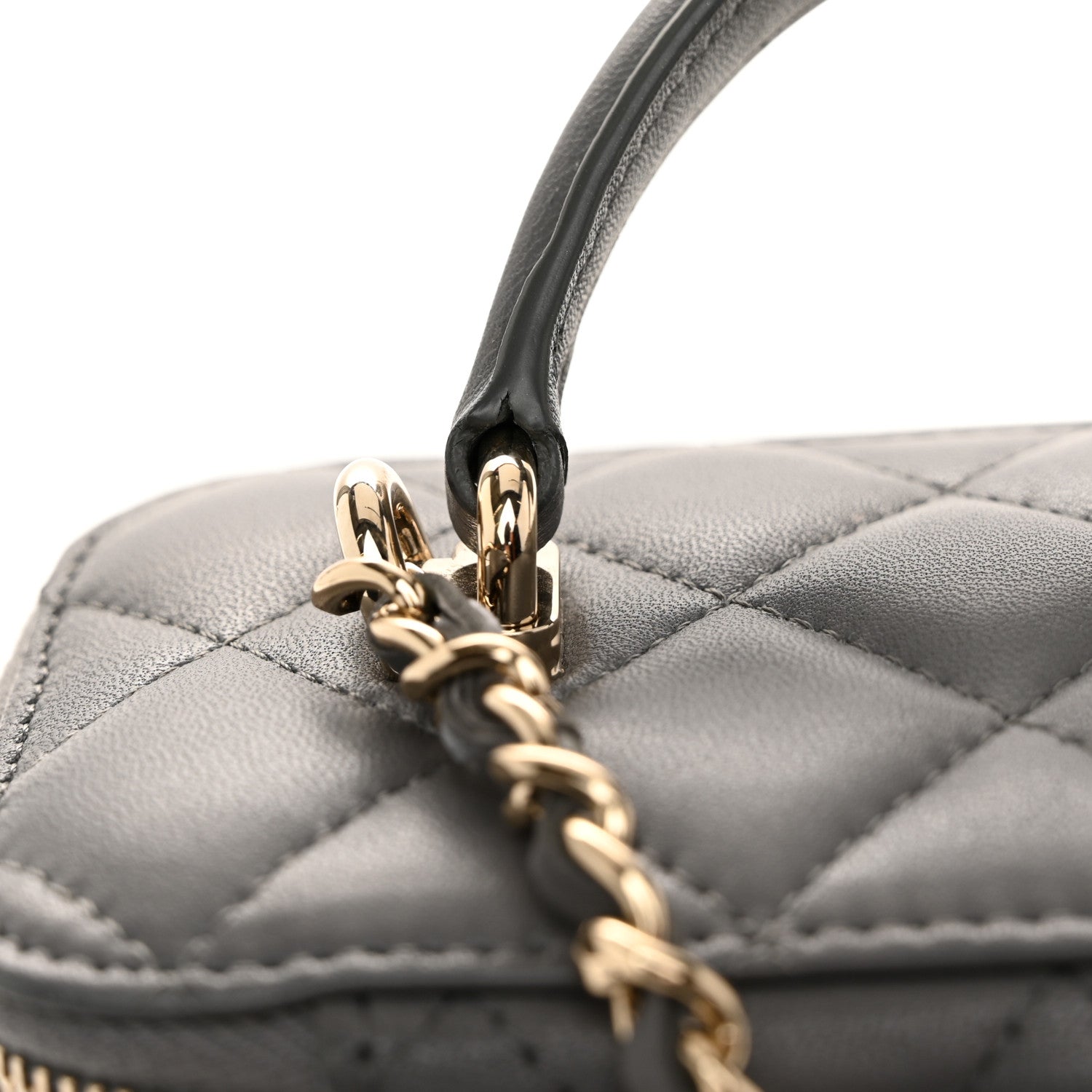 Chanel Lambskin Quilted Small Top Handle Vanity Case With Chain Dark Grey 11 of 12