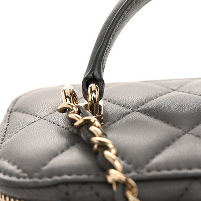 Chanel Lambskin Quilted Small Top Handle Vanity Case With Chain Dark Grey 11 of 12