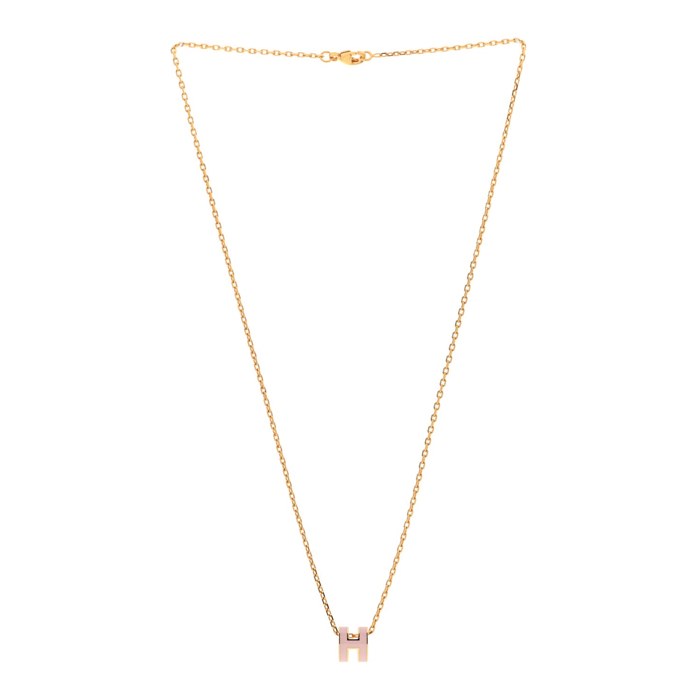 Lacquered Gold Mini Pop H Pendant Necklace Rose Dragee