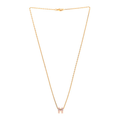 Hermes Lacquered Gold Mini Pop H Pendant Necklace Rose Dragee 3 of 6