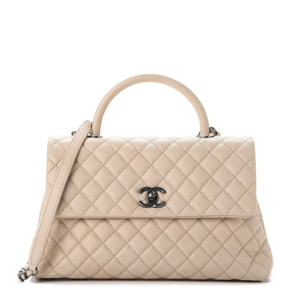 Chanel Caviar Quilted Medium Coco Handle Flap Light Beige 1 of 12
