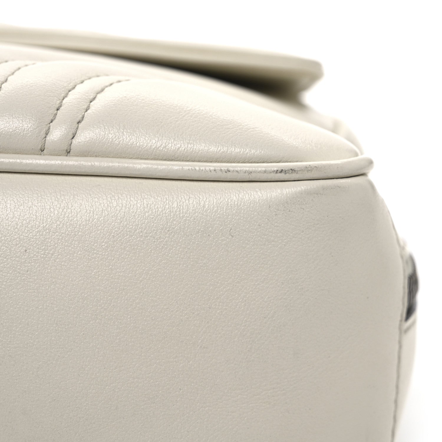 Gucci Calfskin Matelasse Sylvie Web Small GG Marmont Top Handle Shoulder Bag White 12 of 13