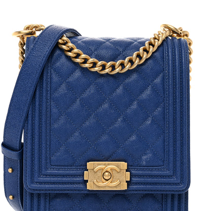 Chanel Caviar Quilted North South Boy Flap Blue 5 of 10