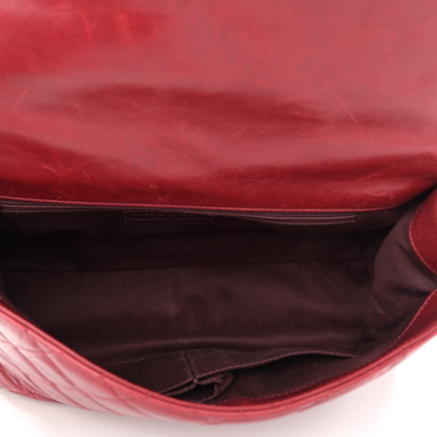 Glazed Calfskin Castle Rock Large Flap Red
