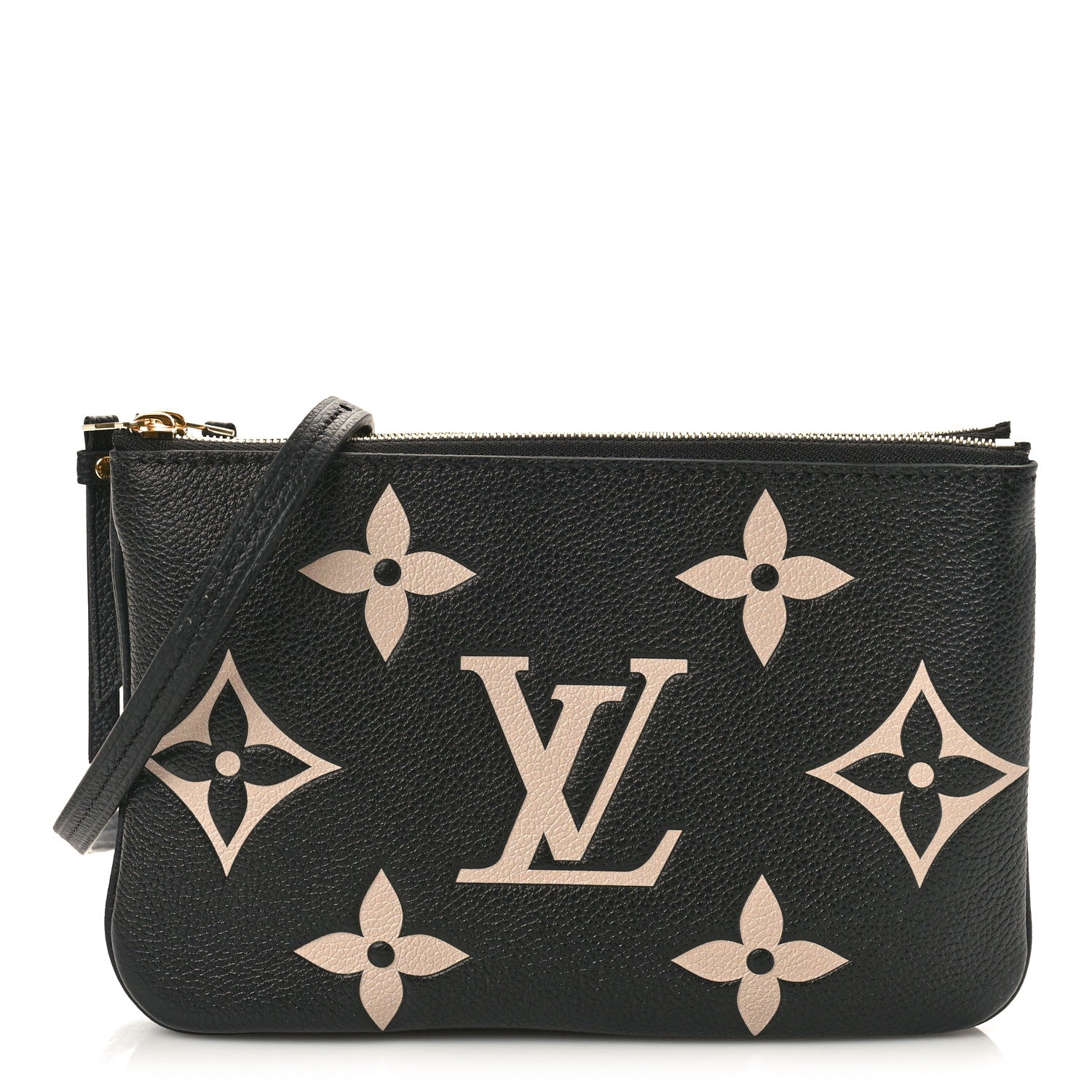 Louis Vuitton Empreinte Monogram Giant Double Zip Pochette Black Cream 1 of 9