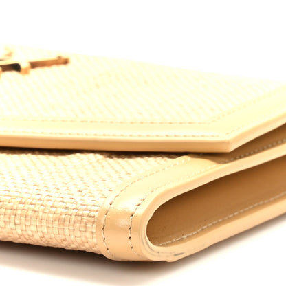 Saint Laurent Micro Raffia Monogram Uptown Chain Wallet Natural Hay Blush 8 of 9