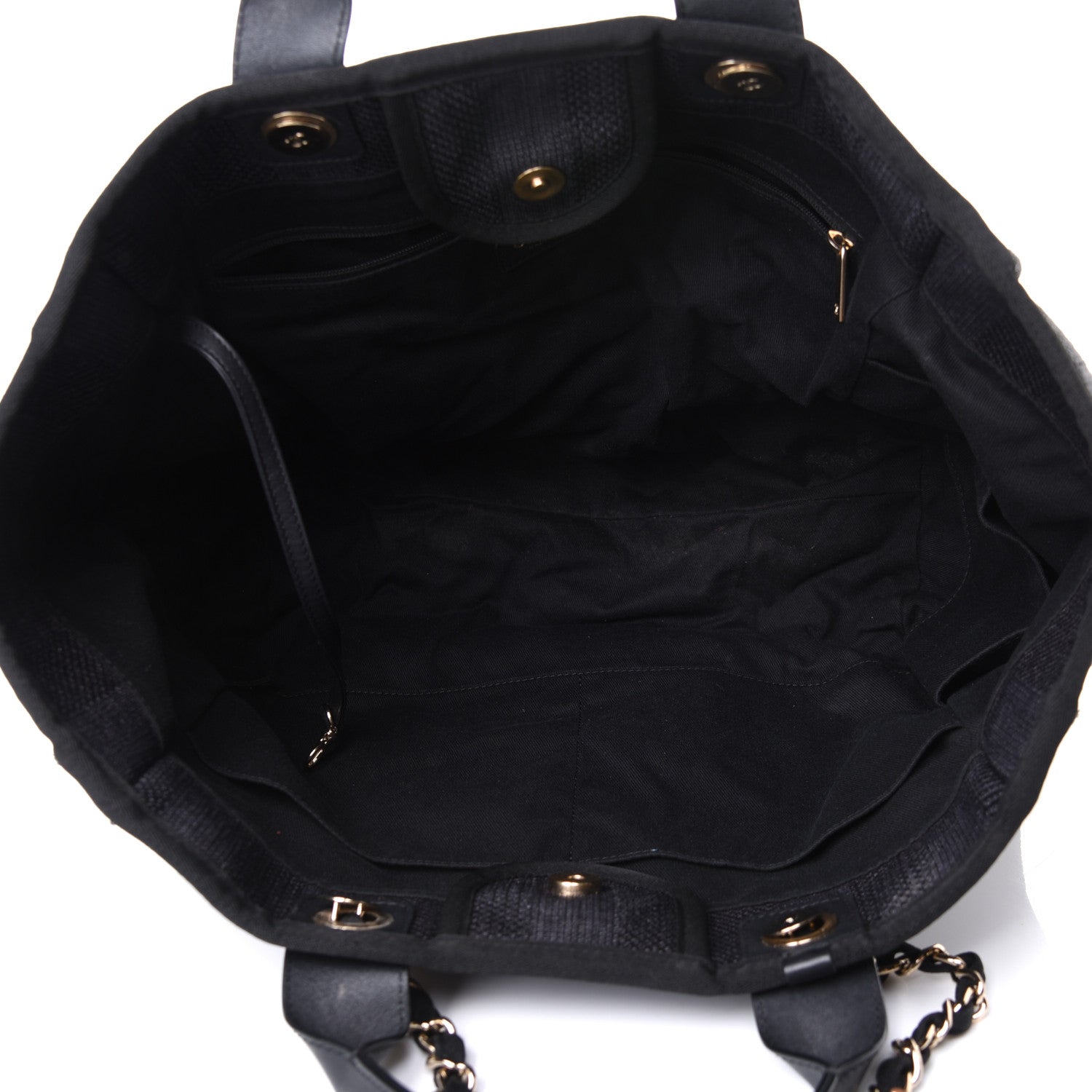 Chanel Mixed Fibers Calfskin Striped Medium Deauville Tote Black 4 of 4