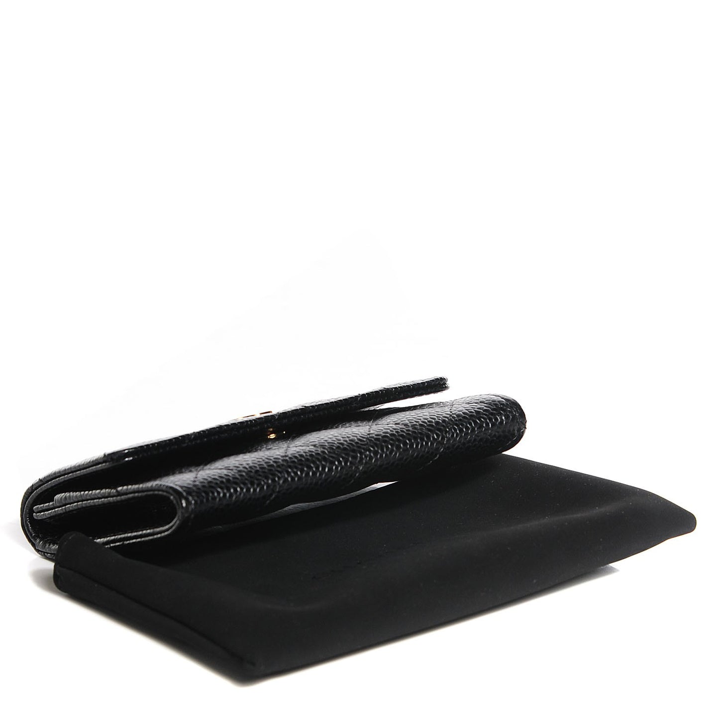 Caviar Quilted Flap Card Holder Black