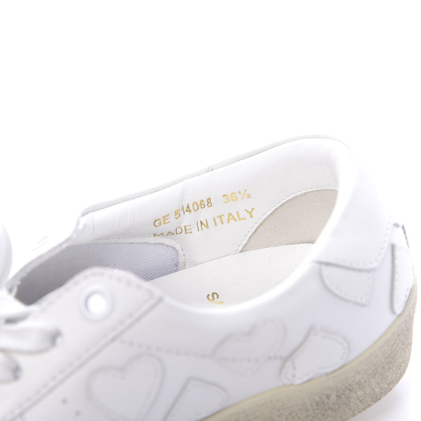 Calfskin Heart Court Classic Sneakers 36.5 White