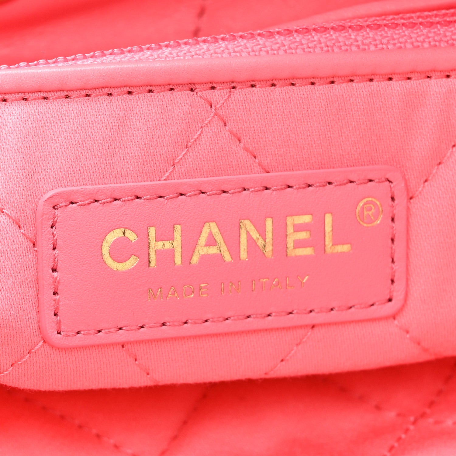 Chanel Shiny Calfskin Quilted Chanel 22 Drawstring Bag Coral Pink 8 of 12
