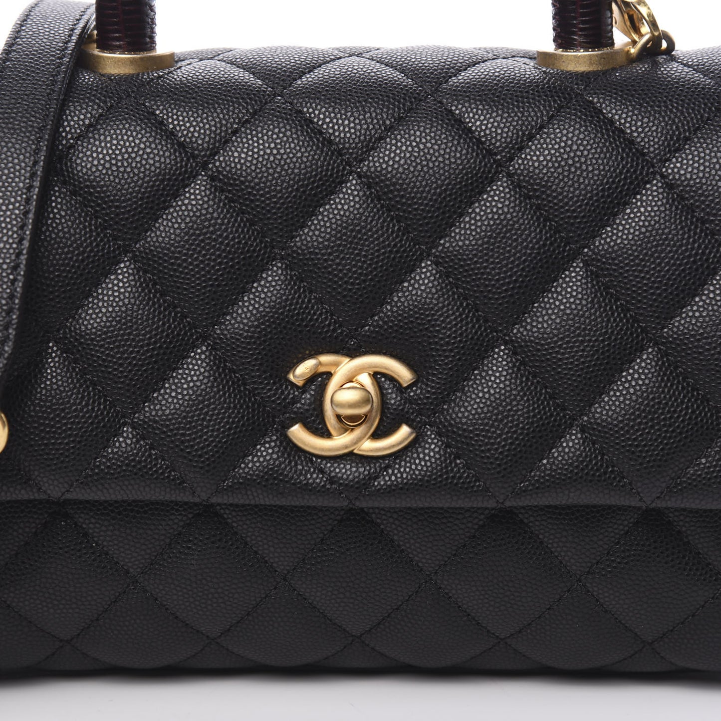 Caviar Quilted Mini Coco Handle Flap Black