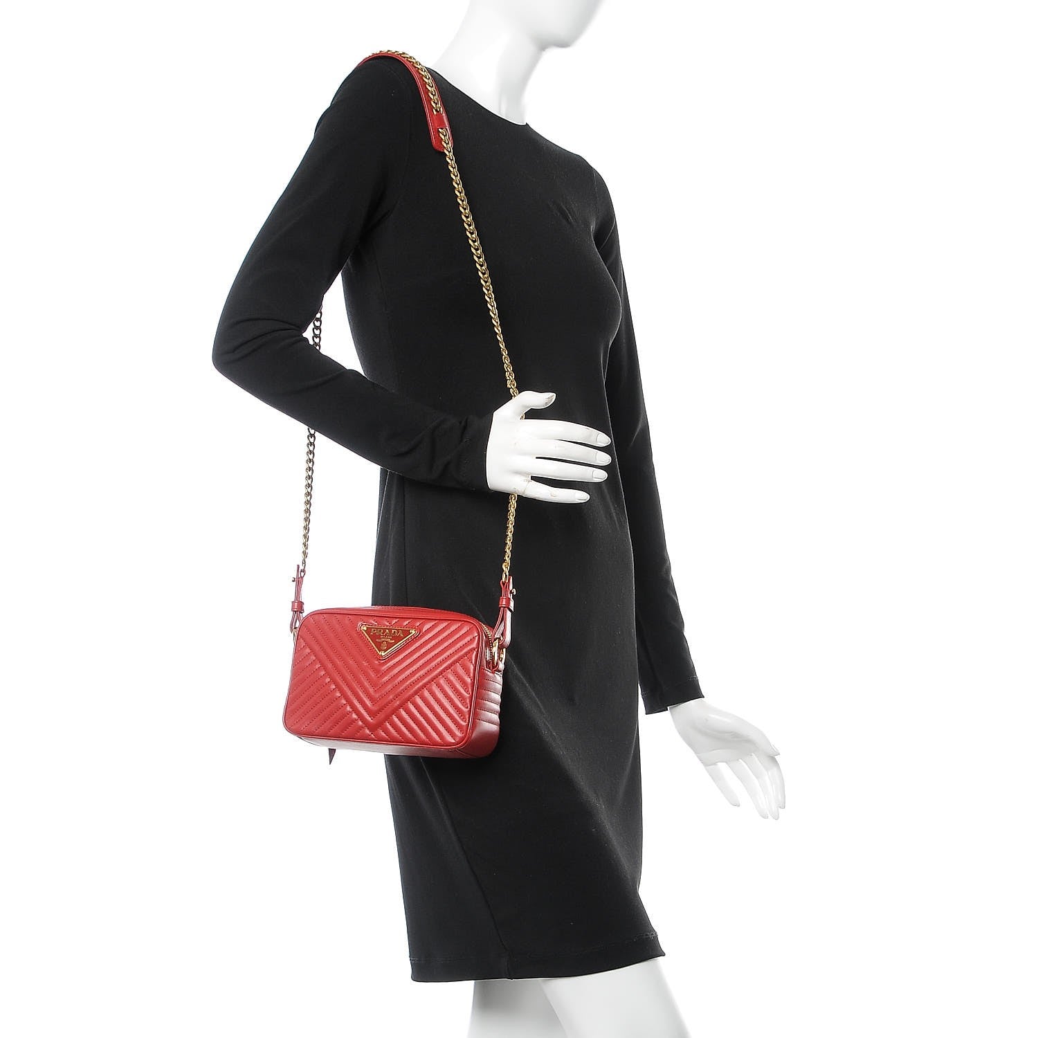 Prada Soft Calfskin Bandoliera Crossbody Bag Fuoco 2 of 7