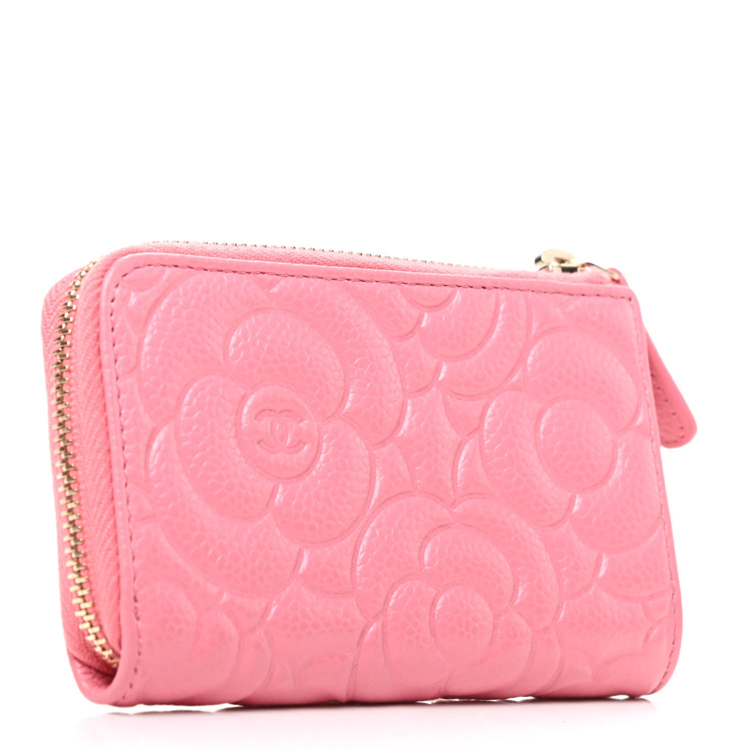 Chanel Caviar Camellia Embossed Key Holder Case Pink 3 of 8